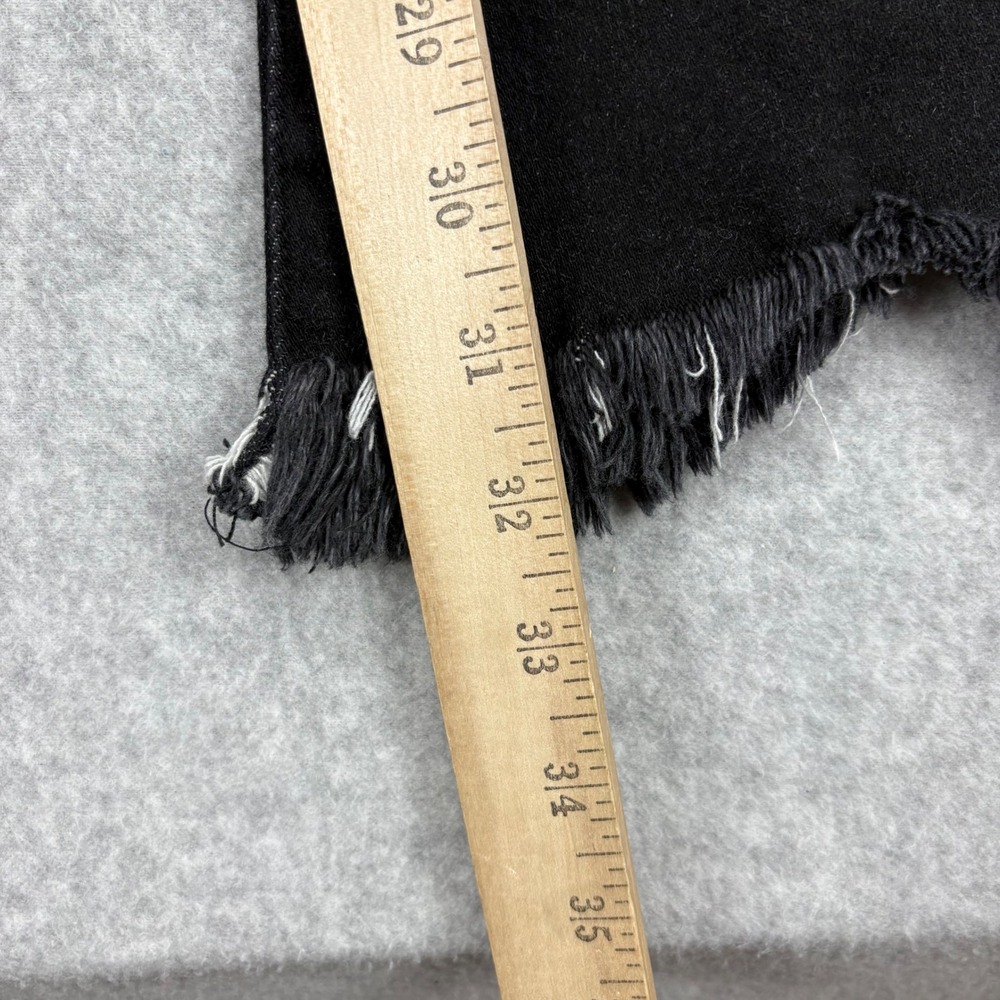 Kancan Flare Jeans Womens 29 Black Fringed Hem Distressed Whiskered Boho Edgy - Picture 6 of 7